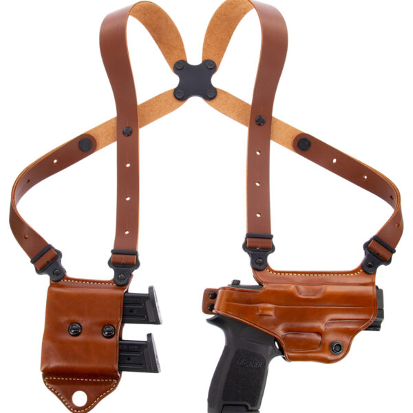 Galco MCII820 Miami Classic II Shoulder System Fits Chest Up To 56″ Tan Leather Harness Fits Sig P320/M17/M18/Taurus G2/G3/G3C Right Hand