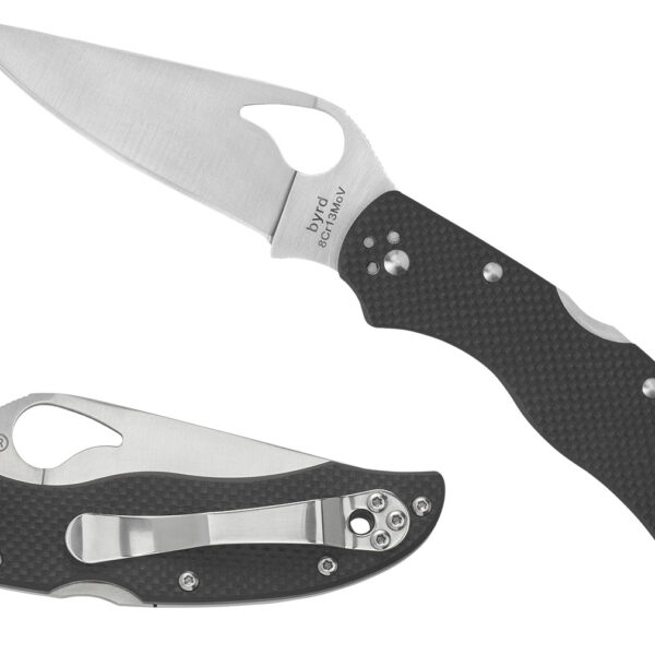 Spyderco BY01GPS2 Harrier 2  3.39″ Folding Drop Point Part Serrated Stonewashed 8Cr13MoV SS Blade, Black Textured G10 Handle, Includes Pocket Clip