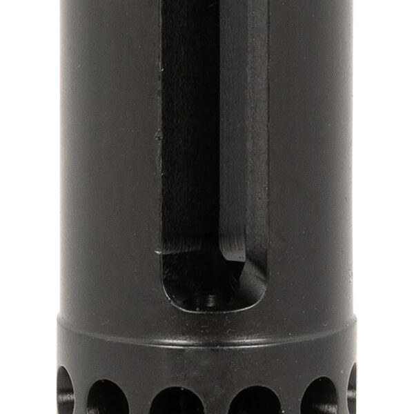 SureFire WARCOMPSPORT5561228 Warcomp Sport Flash Hider 22 Cal (5.56mm) 1/2″-28 tpi, Open Tine 3-Prong, Ported Black Stainless Steel for AR/M4-Platform