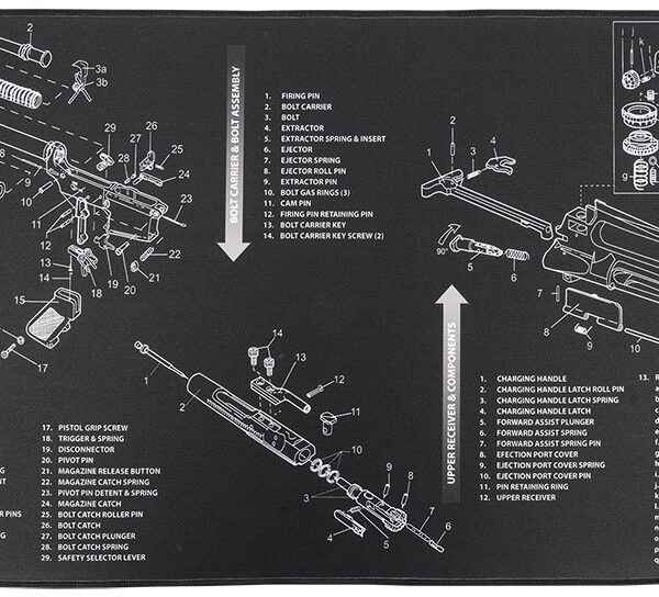 TekMat TEKR44AR10 AR-10 Cleaning Mat Black/White Rubber 15″x44″ AR-10 Parts Diagram