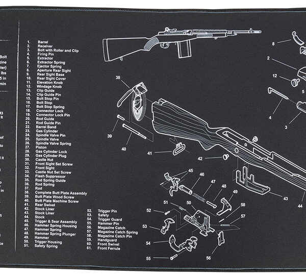 TekMat TEKR44M14 M14 (M1A) Cleaning Mat Black/White Rubber 15″x44″ M14 (M1A) Parts Diagram