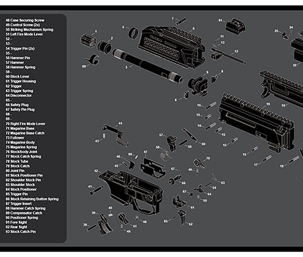 TekMat TEKR36CZSCORPION CZ Scorpion EVO 3 Cleaning Mat Black/Gray Rubber 12″x36″ CZ Scorpion EVO 3 Parts Diagram