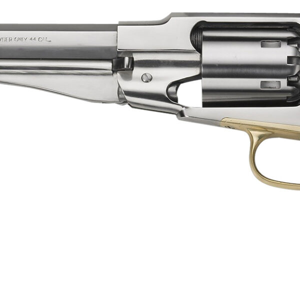 Pietta PF58SS448 1858 Remington Army 44 Cal 8″ 6rd Stainless Steel Frame, Cylinder & Octagon Barrel, Walnut Grip, Brass Trigger Guard