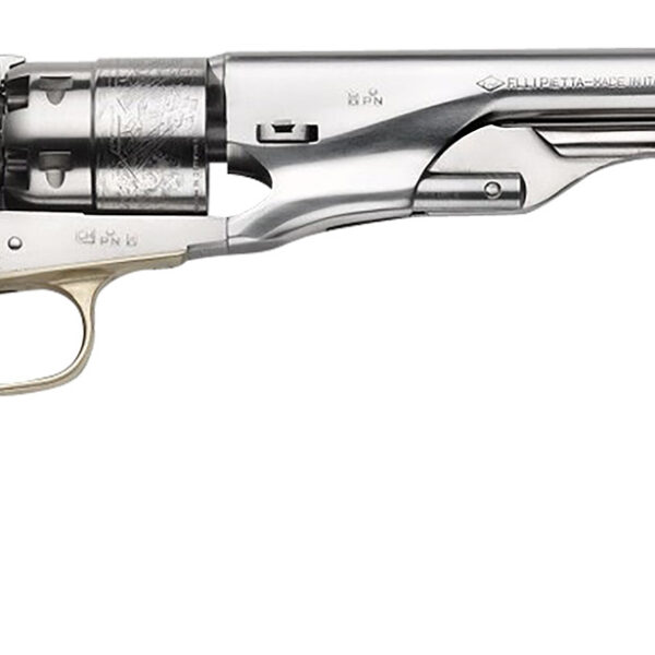 Pietta PF60OS448 1860 Army “Old Silver” 44 Cal 8″ 6rd Old Silver Steel Frame, Cylinder & Round Barrel w/Walnut Grip