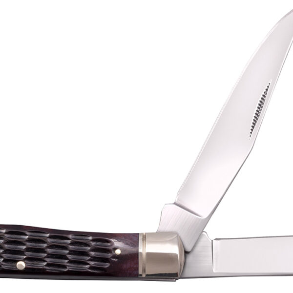 Cold Steel CSFLTRPRJ Trapper 3″ Folding Clip/Spey Plain 8Cr13MoV SS Blade/Brown Jigged w/Polished Bolsters Bone Handle
