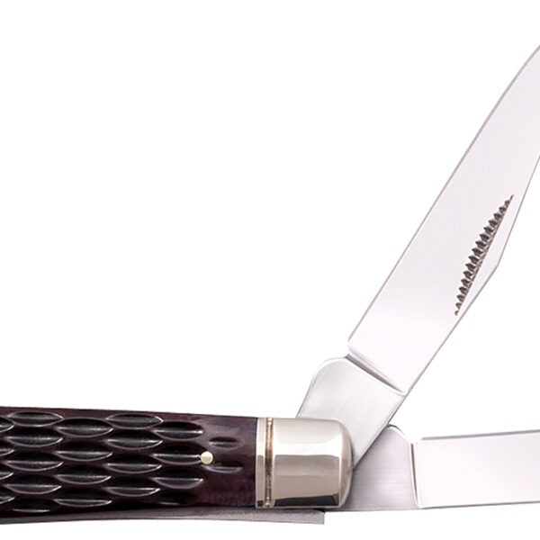 Cold Steel CSFLMTRPRJ Trapper Mini 2.60″/2.70″ Folding Clip/Spey Plain 3Cr13MoV SS Blade/Brown Jigged w/Polished Bolsters Bone Handle