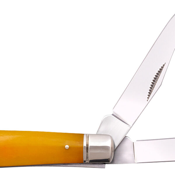 Cold Steel CSFLMTRPRY Trapper Mini 2.60″/2.70″ Folding Clip/Spey Plain 3Cr13MoV SS Blade/Yellow w/Polished Bolsters Bone Handle
