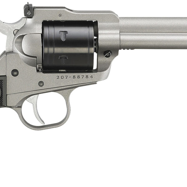 Ruger 2033 Super Wrangler  22 LR/22 WMR 6 Shot 5.50″ Silver Cerakote Steel Barrel & Frame, Black Cylinder, Black Checkered Polymer Grip, Transfer Bar Safety, Exposed Hammer