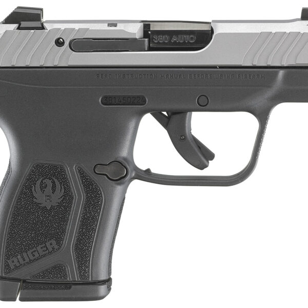 Ruger 13744 LCP Max  Compact 380 ACP 10+1 2.80″ Black Oxide Steel Barrel, Matte Stainless Serrated Slide, Black Polymer Frame w/Serrated Trigger Guard w/Black Nylon Grip