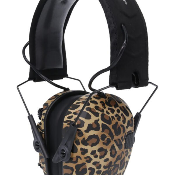 Walker’s GWPRSEM-LEO Razor Slim Electronic Muff 23 dB Over the Head Leopard Print/Black Polymer