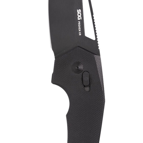 S.O.G SOG12250157 Prohen XR 3.35″ Folding Drop Point Plain Black TiNi Cryo D2 Steel Blade, Black Textured G10 Handle