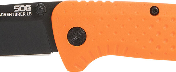 S.O.G SOG13110243 Adventure LB 3.50″ Folding Plain Orange Black TiNi 5Cr15MoV Blade, Blaze Orange Textured GRN Handle