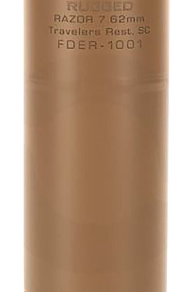 Rugged Suppressors RZRFDE762 Razor762  30 Cal (7.62mm), Rate Up To 300 RUM, 6.40″ L FDE Cerakote Stainless Steel, 5/8″-24 tpi R3 Flash Hider Included