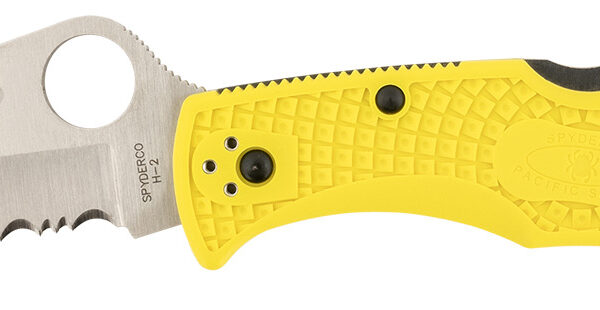 Spyderco C91SYL2 Pacific Salt 2 3.78″ Folding Serrated Stonewashed H2 Steel/Blade Yellow FRN Handle
