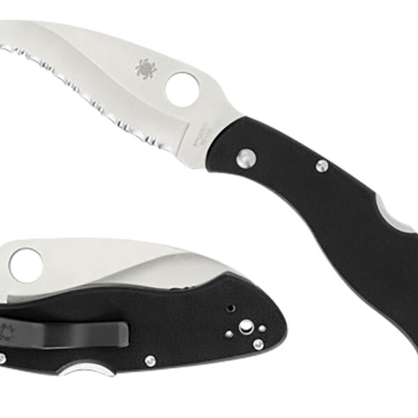 Spyderco C12GS Civilian CLIPIT 4.09″ Folding Serrated Satin VG-10 SS Blade/ Black Textured G10 Handle Includes Pocket Clip