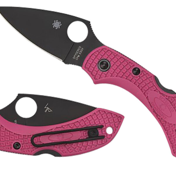 Spyderco C28FPPNS30VBK2 Dragonfly 2 2.30″ Folding Plain Black TiCN CPM S30V SS Blade/Pink Textured w/Black Accents FRN Handle Includes Pocket Clip