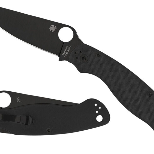 Spyderco C36GPBK2 Military 2 4″ Folding Plain Black DLC CPM S30V SS Blade/ Black Textured G10 Handle Includes Pocket Clip