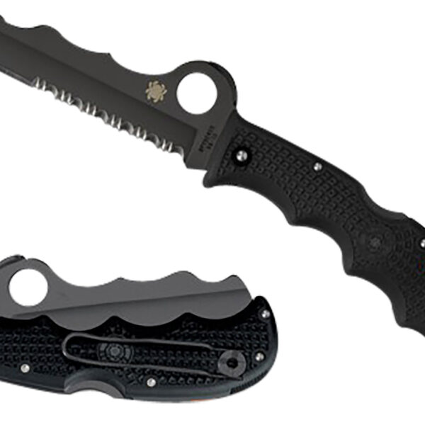 Spyderco C79PSBBK Assist Lightweight 3.69″ Folding Part Serrated Black DLC VG-10 SS Blade/Black Textured FRN Handle Includes Glass Breaker/Pocket Clip