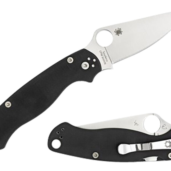 Spyderco C81GPLE2 Para Military 2 3.42″ Folding Plain Satin CPM S45VN SS Blade Black Textured G10 Handle Left Hand Includes Pocket Clip