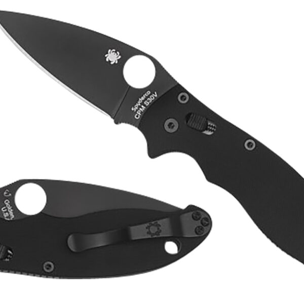 Spyderco C101GPBBK2 Manix 2  3.37″ Folding Plain Black DLC CPM S30V SS Blade/Black Bi-Directional Texturing G10 Handle Includes Pocket Clip