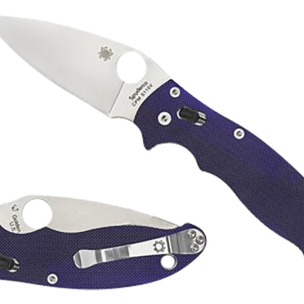 Spyderco C101GPDBL2 Manix 2  3.37″ Folding Plain Satin CPM S110V Blade/Dark Blue Textured G10 Handle Includes Pocket Clip
