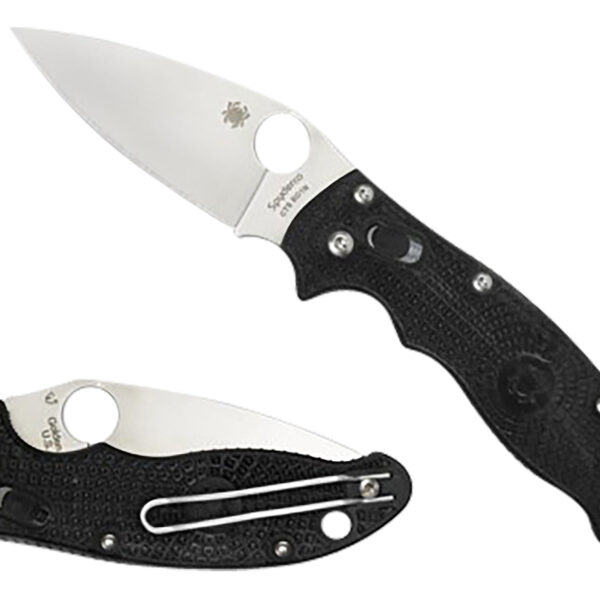 Spyderco C101PBK2 Manix 2 Lightweight 3.37″ Folding Plain Satin CTS BD1 SS Blade/Black Bi-Directional Texturing FRCP Handle Includes Pocket Clip