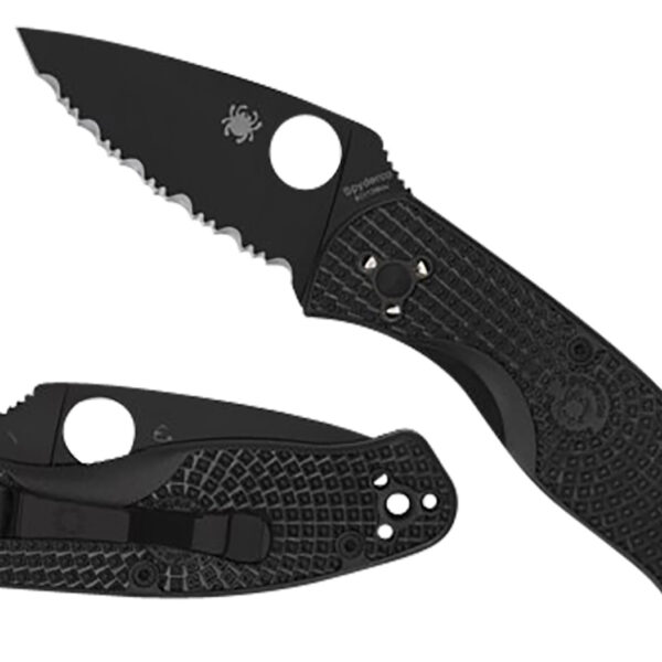 Spyderco C136PBBK Persistence Lightweight 2.75″ Folding Plain Black Oxide 8Cr13MoV SS Blade/Black Bi-Directional Texturing FRN Handle Includes Pocket Clip
