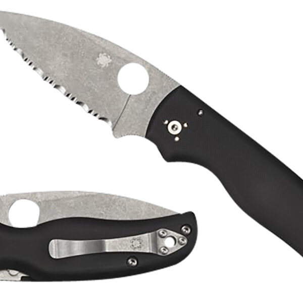 Spyderco C229GP Shaman  3.58″ Folding Plain Stonewashed CPM S30V SS Blade/Black Textured G10 Handle Includes Pocket Clip