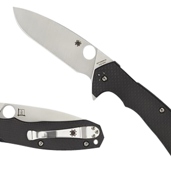 Spyderco C234CFP Amalgam  3.80″ Folding Drop Point Plain Satin CPM S30V SS Blade/Black Textured Carbon Fiber/G10 Handle Includes Pocket Clip