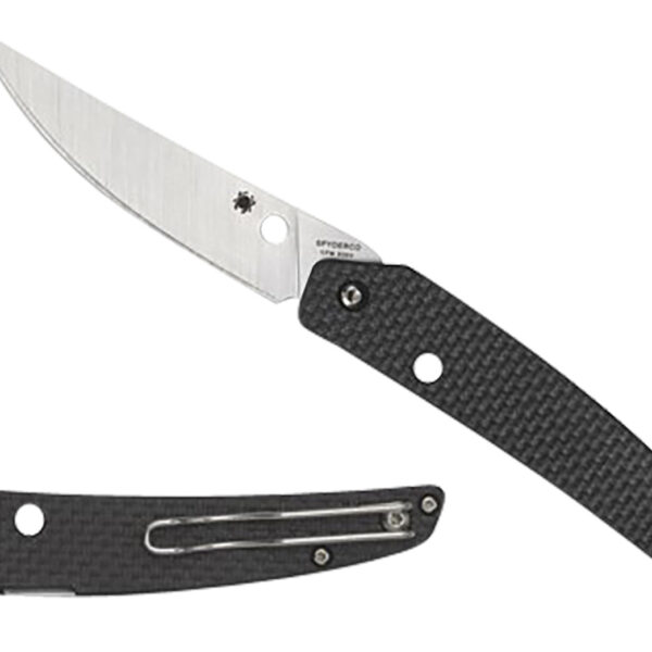 Spyderco C242CFP Ikuchi 3.26″ Folding Plain CPM S30V SS Blade/Black Textured Carbon Fiber/G10 Handle Includes Pocket Clip