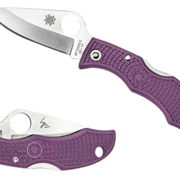 Spyderco LPRP3 Ladybug 3 Salt 1.94″ Folding Plain Stonewashed H2 Steel Blade/Purple Bi-Directional Texturing FRN Handle