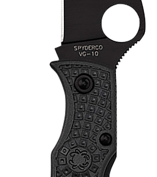 Spyderco MBKWPBK Manbug  1.91″ Folding Wharncliffe Plain Non-Reflective Black TiCN VG-10 SS Blade/Black Textured FRN Handle