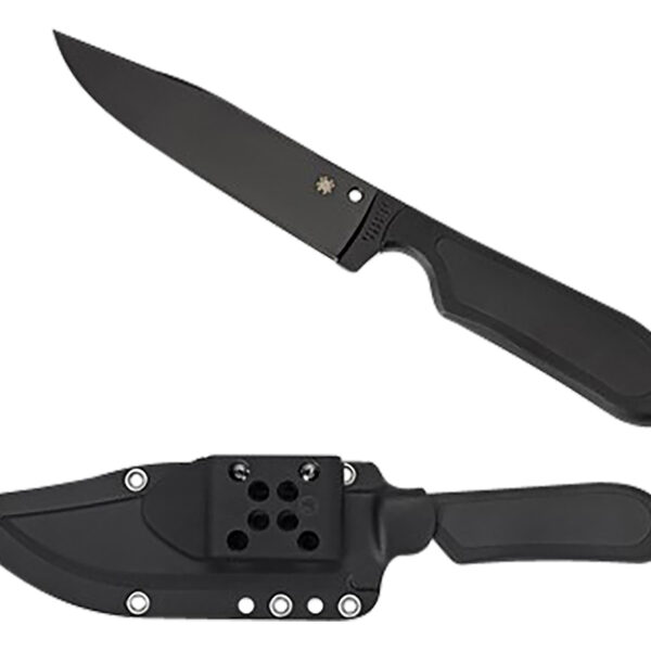 Spyderco FB04PBB Street Bowie  5.05″ Fixed Clip Point Plain Black DLC VG-10 SS Blade/Black Textured FRN Handle Includes Sheath w/G-Clip