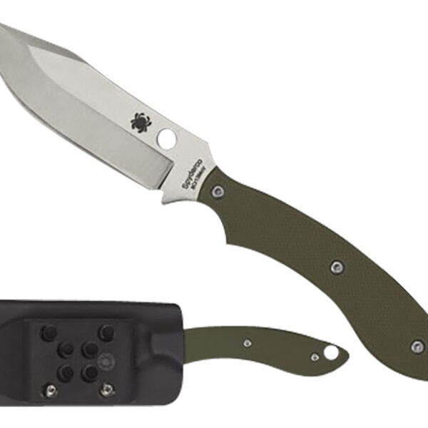 Spyderco FB49GPOD Stok  2.95″ Fixed Bowie Plain Stonewashed 8Cr13MoV SS Blade/Olive Drab Textured G10 Handle Includes Sheath w/G-Clip