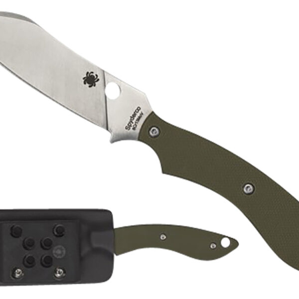 Spyderco FB50GPOD Stok  2.95″ Fixed Drop Point Plain Stonewashed 8Cr13MoV SS Blade/Olive Drab Textured G10 Handle Includes Sheath w/G-Clip