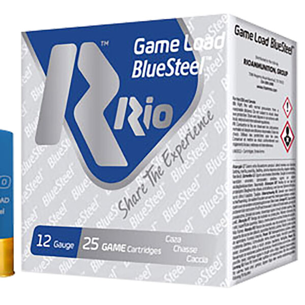 Rio Ammunition GLBS325 Game Load BlueSteel 12Gauge 2.75″ 1 1/8oz 5Shot 25 Per Box/10 Case
