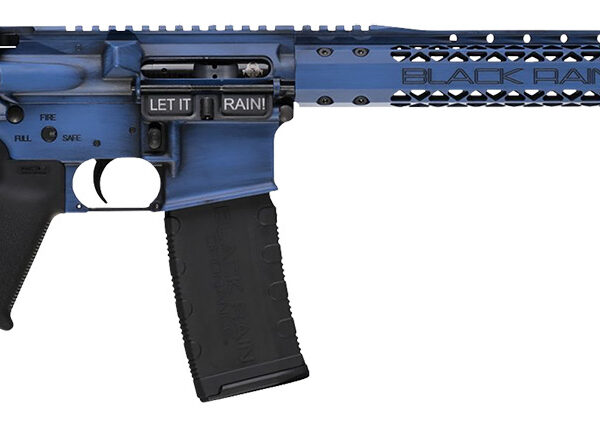 Black Rain Ordnance BROWTPBLB Spec 15+ We The People 5.56x45mm NATO 30+1 16″, Blue Battleworn with Deep Engraving, 15″ Slim M-LOK, Magpul Grip/Carbine Stock, Castle Flash Hider