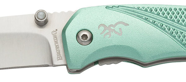Browning 3220360 Allure  EDC 2.88″ Folding Drop Point Plain 7Cr17MoV SS Blade, Mint Green Textured Anodized Aluminum Handle,  Includes Pocket Clip