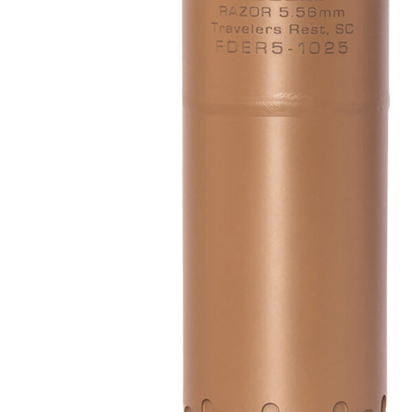 Rugged Suppressors RZRFDE556 Razor 556  22 Cal (5.56mm), 6.40″ L FDE Stainless Steel, Includes 1/2″-28 M2 QD Brake