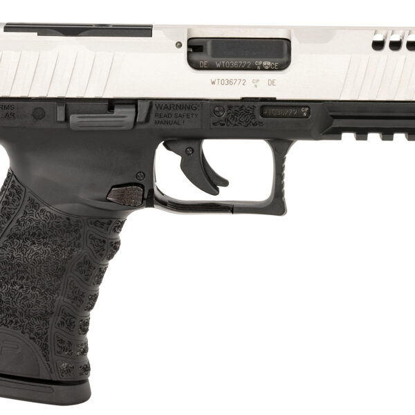 Walther Arms 5220306 WMP  Full Size Frame 22 WMR 15+1 4.50″ Stainless Steel Barrel, Silver Serrated Aluminum Slide, Black Polymer Frame w/Picatinny Rail