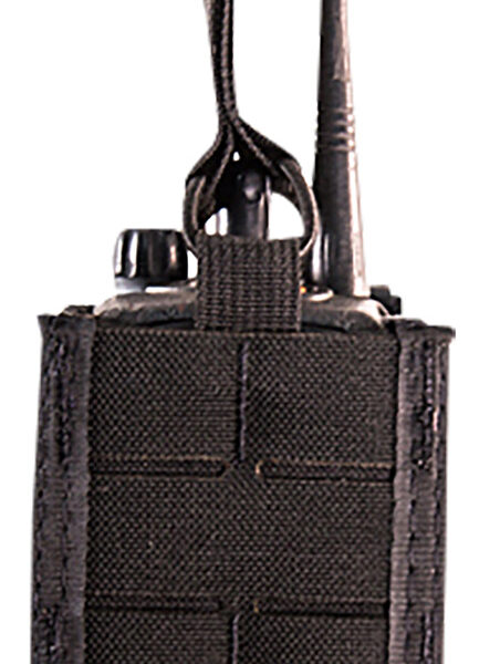 High Speed Gear 41RD00BK TACO Duty Radio Holder, Black Nylon with MOLLE Exterior & Bungee Pull Tongue, Fits MOLLE & 2″ Belt