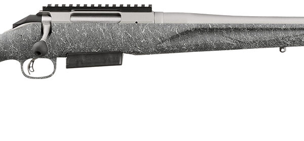 Ruger 46905 American II  Full Size 450 Bushmaster 3+1 20″ Gun Metal Gray Cerakote Threaded Barrel & Alloy Steel Receiver w/Picatinny Rail, Gray Splatter Adj LOP Synthetic Stock