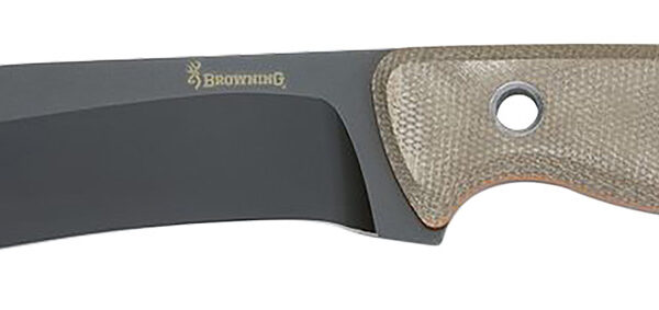 Browning 3220517B Desolation  Large 6″ Fixed Drop Point Plain Black Powder Coated 440C SS Blade, Tan Micarta Laminate Handle
