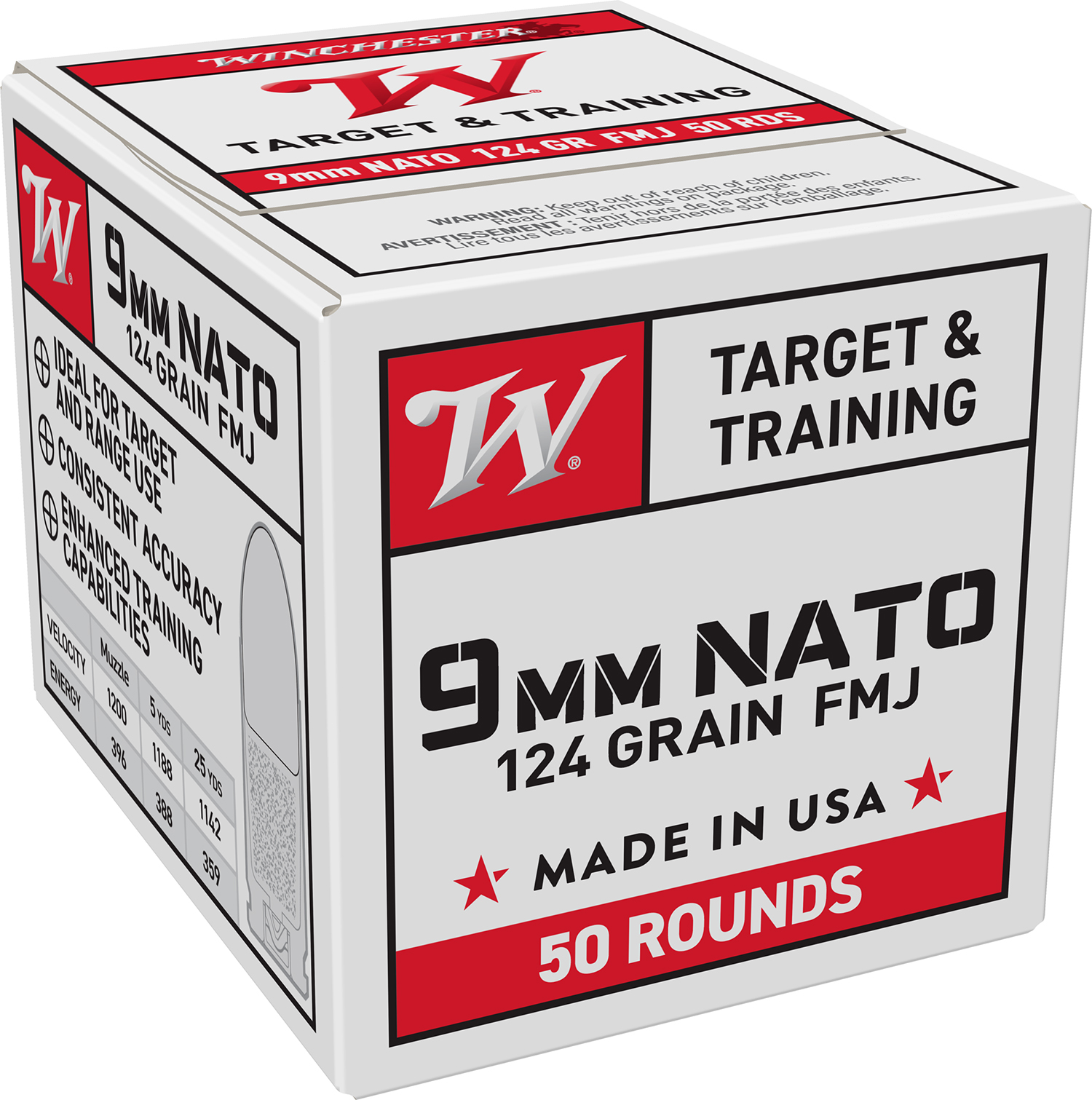 Winchester Ammo W9NATO509mm NATO 124gr Full Metal Jacket 50 Per Box/20 Case