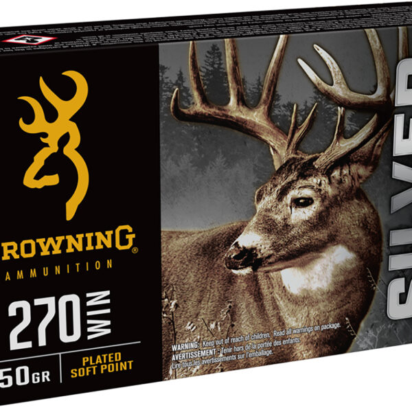 Browning Ammo B192602701  Silver 270Win 150gr Plated Soft Point 20 Per Box/10 Case