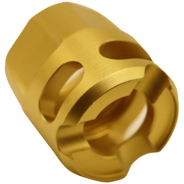 True Precision Inc TPYMICROG Micro Compensator Y-Type Gold 416R Stainless Steel 1/2″x28 Threads 9mm/380 ACP