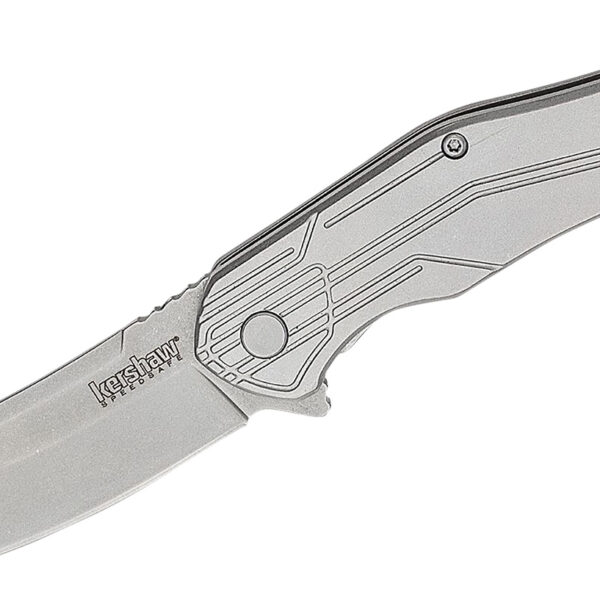 Kershaw 1380X Husker  EDC 3″ Folding Trailing Point Plain Bead Blasted 8Cr13MoV SS Blade, Stonewashed Stainless Steel Handle, Clamshell Packaging