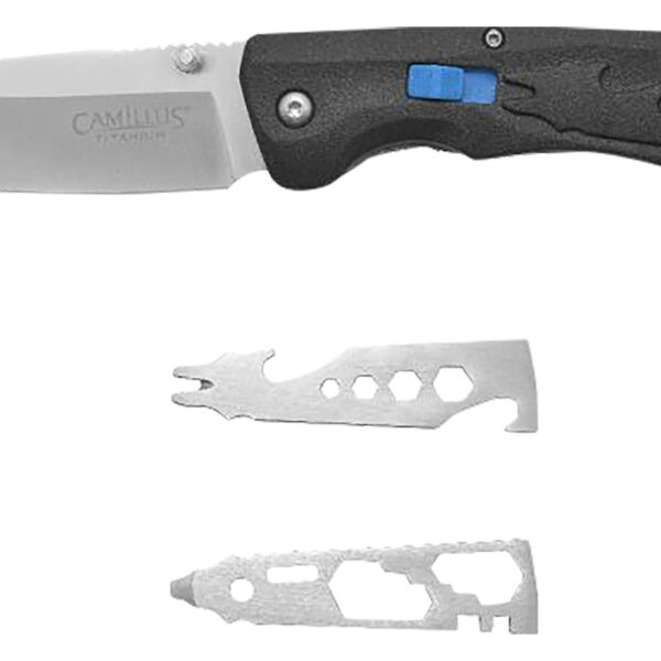 Camillus 19368 Inject 3.25″ Folding Drop Point Silver Carbonitride Titanium D2 Steel Blade, Black Textured Carbon Fiber Handle