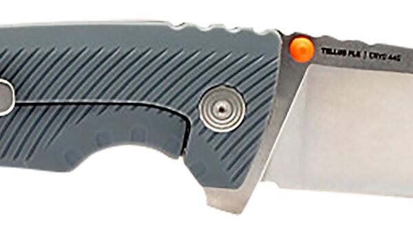 S.O.G SOG14060243 Tellus FLK 3.65″ Folding Clip Point Plain Stonewashed Cryo 440C SS Blade, Wolf Gray Textured GRN Handle, Blister Pack