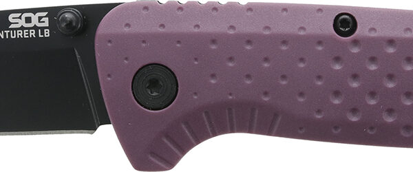 S.O.G SOG13110443 Adventure LB 3.50″ Folding Drop Point Plain Black TiNi 5Cr15MoV Blade, Dark Purple Textured GRN Handle